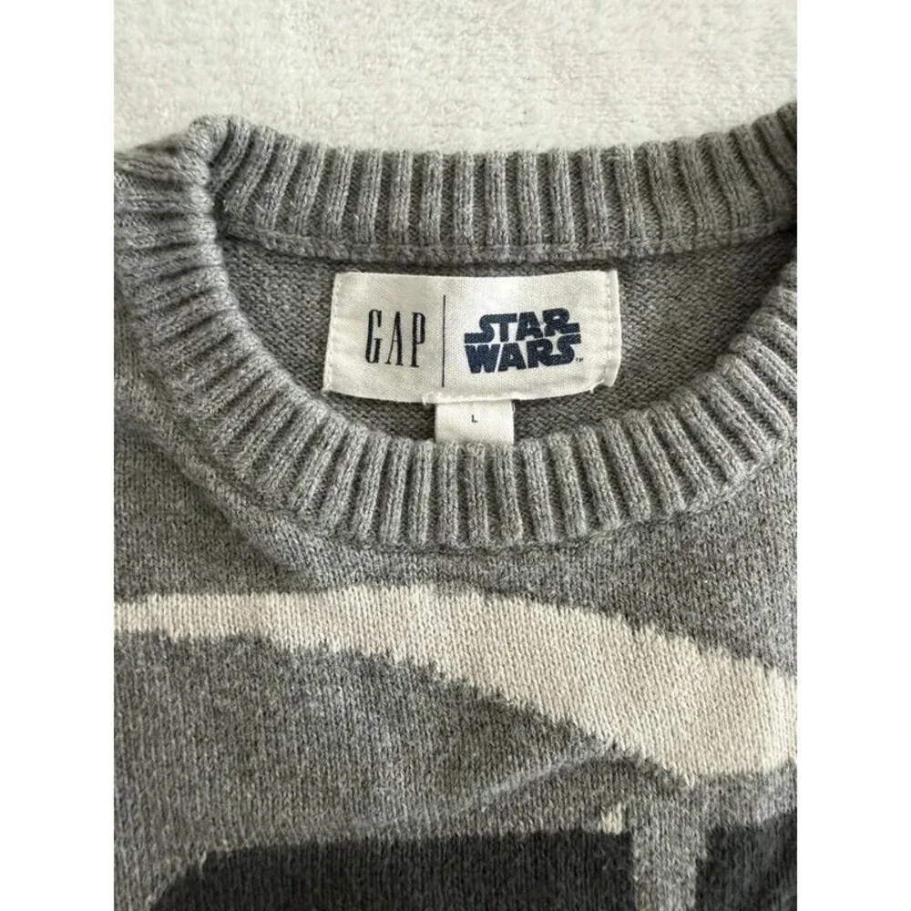Gap Kids Star Wars Millennium Falcon Gray Intarsia Knit Pullover Sweater Size L